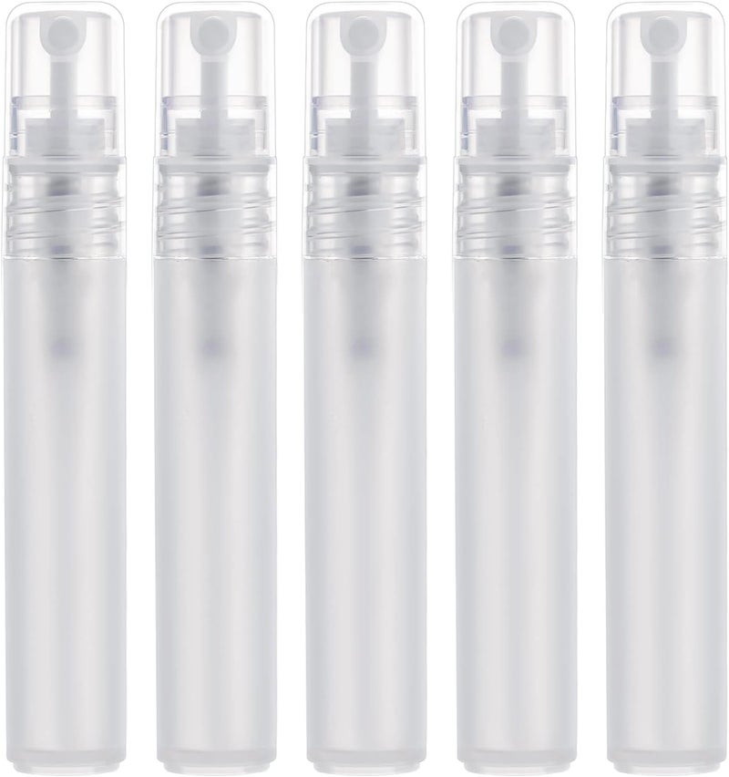 5pcs 8ml Perfume Atomizers Refillable, Matte Plastic Small Spray Bottles for Travel Fine Mist Empty Spritzer Bottles for Hair Face Plants (White)