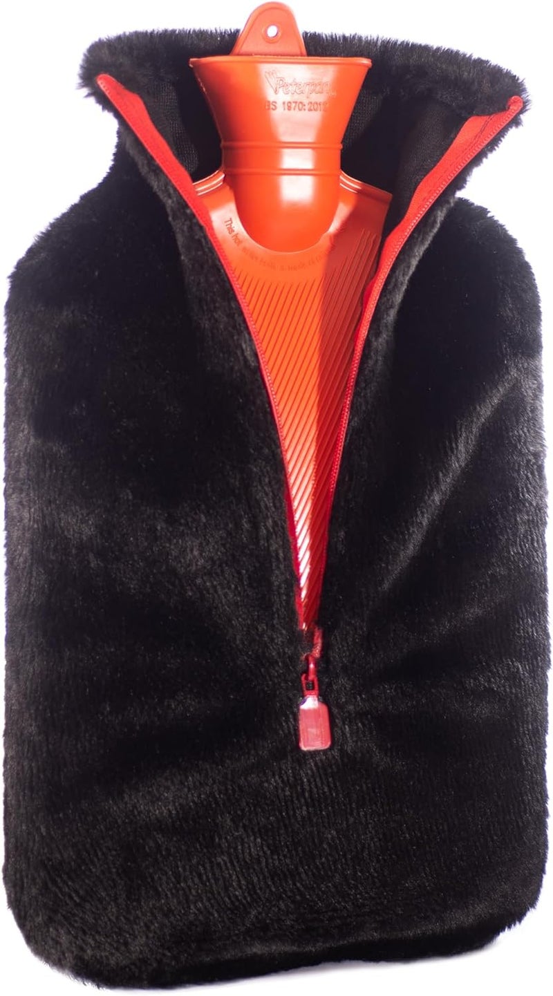 Peterpan Peterpan Rubber Hot Water Bottle with Cover, Size: XXX-Large, Hot Water Bottles for Pain Relief, BPA & PVC Free, 100 Fl Oz Capacity, Red Zipper 