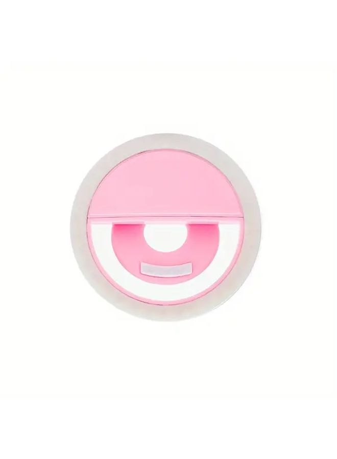 ضوء حلقة LED وردي قابلة لإعادة الشحن للسلفي والبث المباشر مع وضع طاقة مزدوج وبطارية USB - Image 3