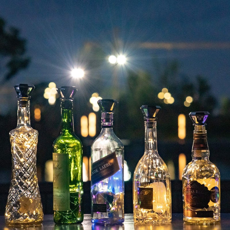 VOOKRY Solar Wine Bottle Lights with Cork 8 Pack 20 LEDs Fairy Lights String Silver Wire Light,for Party,Christmas,Mother's Day,Wedding Center or Table Decorations, Warm White - Image 4