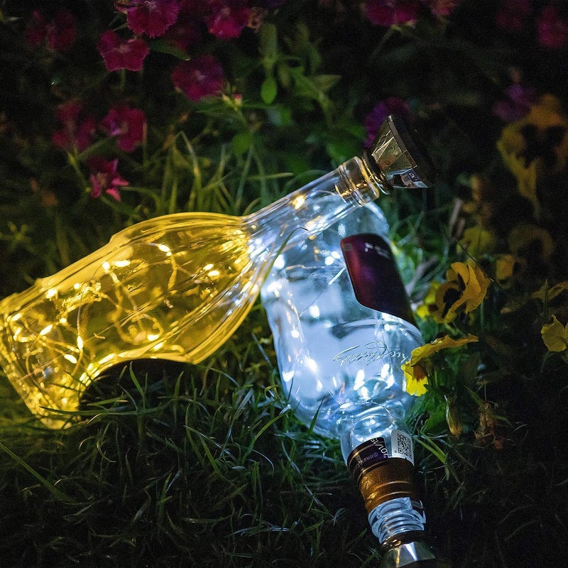 VOOKRY Solar Wine Bottle Lights with Cork 8 Pack 20 LEDs Fairy Lights String Silver Wire Light,for Party,Christmas,Mother's Day,Wedding Center or Table Decorations, Warm White - Image 5