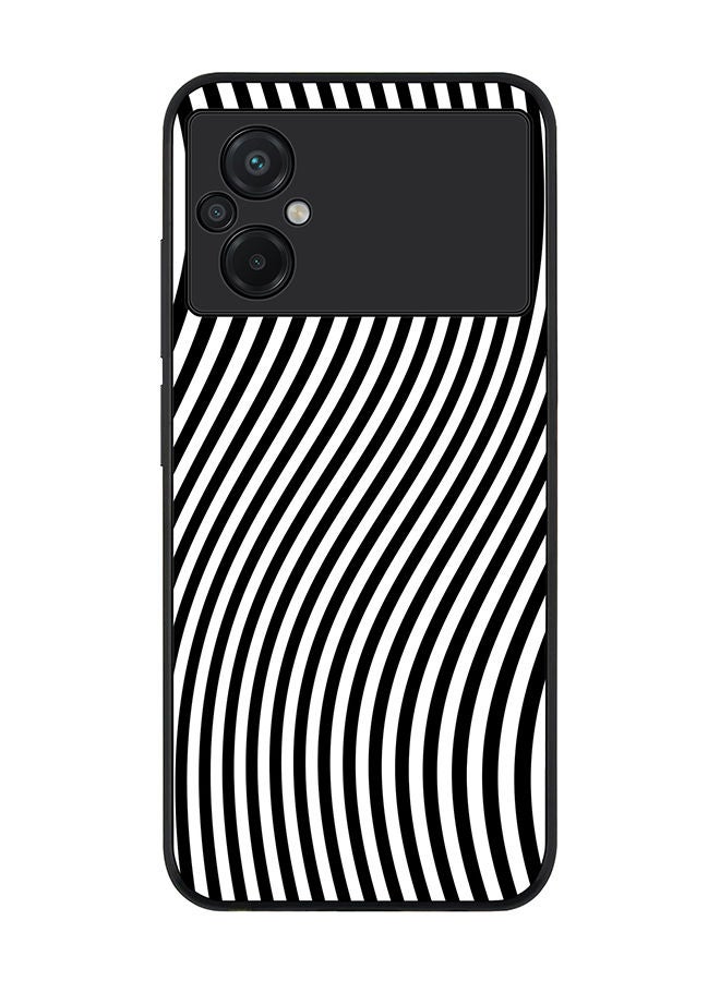 Stylizedd Rugged Black edge case for Xiaomi Poco M5 Slim fit Soft Case Flexible Rubber Edges Anti Drop TPU Gel Thin Cover - Zebra Lines - Image 1