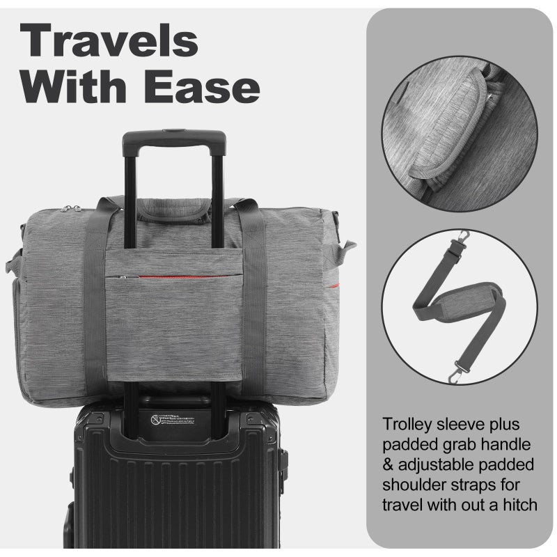 Canway 40L Foldable Duffle Bag for Travel Men & Women Carry On 22"x14"x9" Airline Approved, Small Luggage Overnight Bag with Shoe Compartment, Water-Resistant Gym & Sports Bag - Image 4