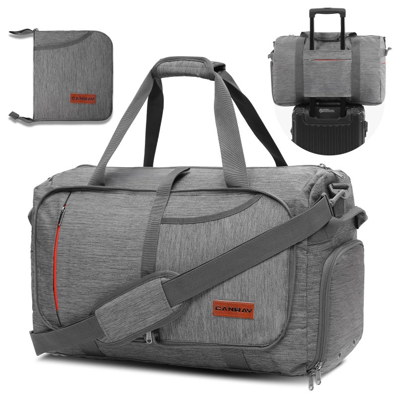 Canway 40L Foldable Duffle Bag for Travel Men & Women Carry On 22"x14"x9" Airline Approved, Small Luggage Overnight Bag with Shoe Compartment, Water-Resistant Gym & Sports Bag - Image 1