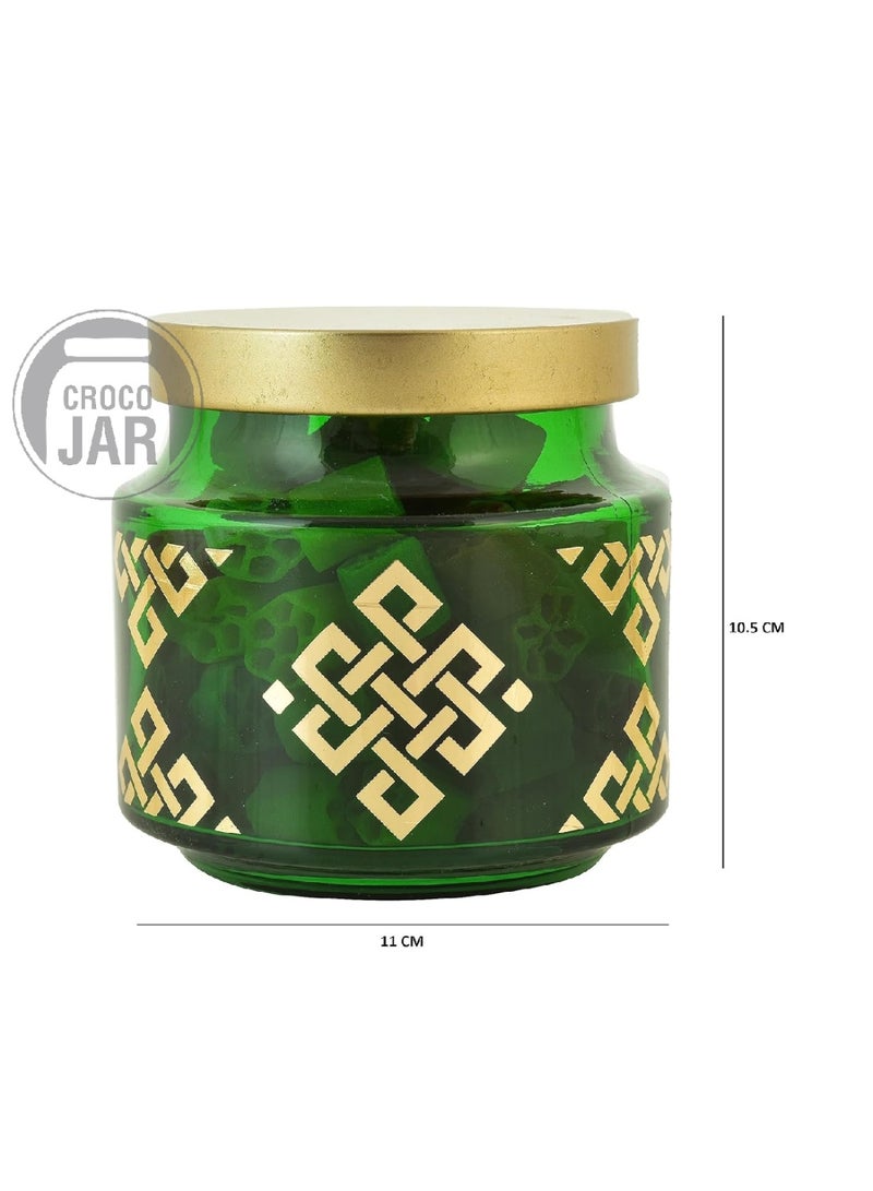 CROCO JAR Premium Color Coated & Printed Design 600 ML REJOICE TR GREEN CHEX WITH GOLDEN CAP-6 PCS - Image 5