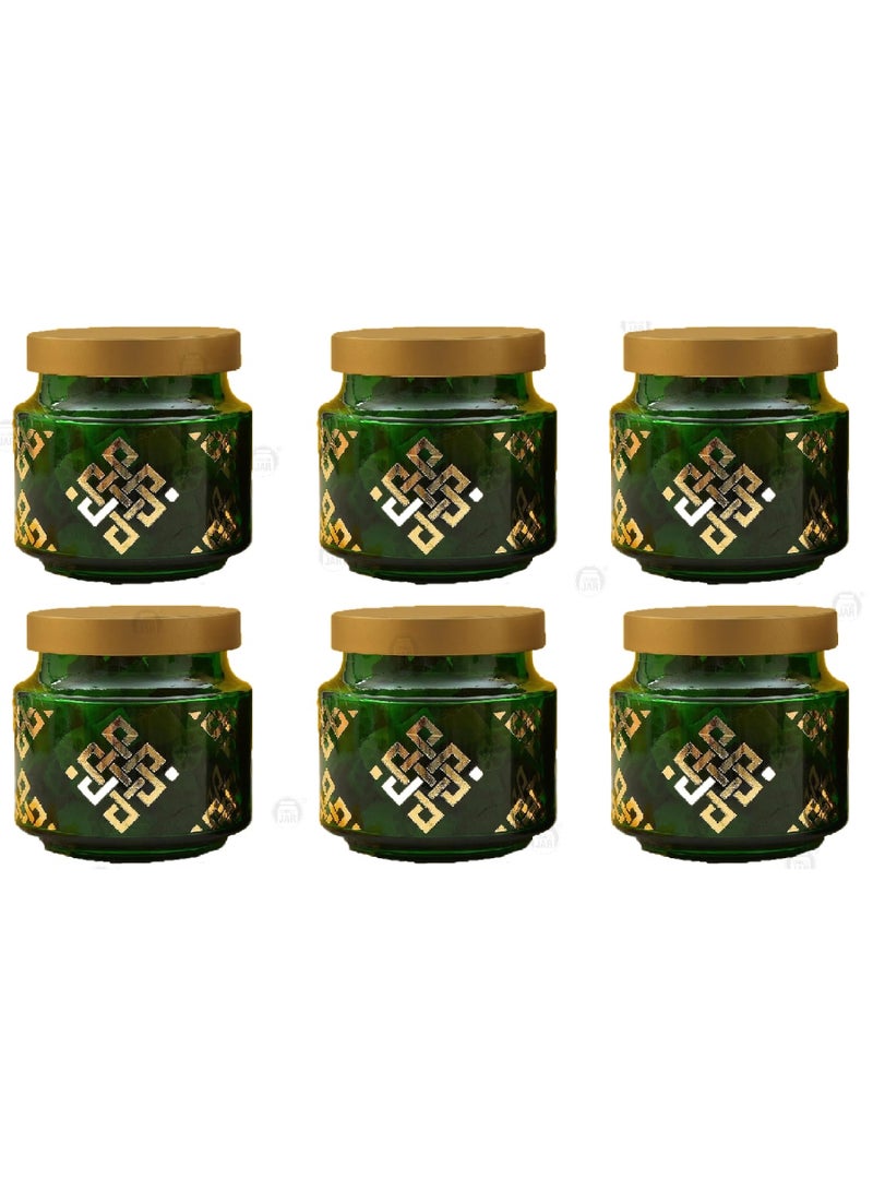 CROCO JAR Premium Color Coated & Printed Design 600 ML REJOICE TR GREEN CHEX WITH GOLDEN CAP-6 PCS - Image 1