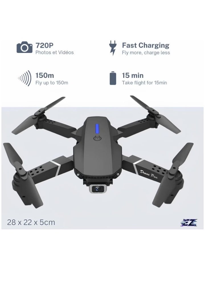 ELTRAZONE E88 Drone with HD Camera – Black, Foldable Design, WiFi Live Photo & Video, Remote Control with Screen, Ideal for Kids & Adults – Compact, Easy-to-Fly, Perfect for Outdoor Adventures and Aerial Photography  - Image 1