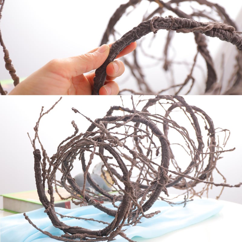 Fosolasi 300cm/118inch Bendable Brown Small Artificial Tree Branches Fake Tree Trunk Garland Rattan Wreath Cherry Blossom Grape Vines Floral for Wall Hanging Front Door Reptile Habitat Decoration - Image 1