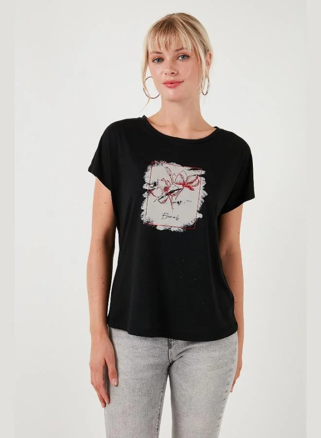 Lela Lela Printed Crew Neck Regular Fit T-Shirt Women's T-Shirt 6671002