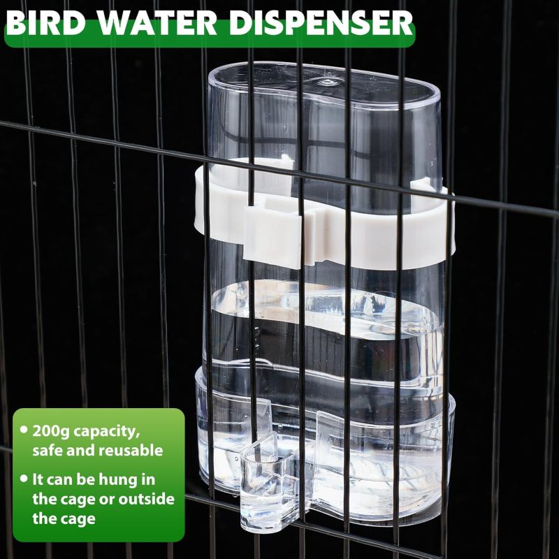 Small Automatic Bird Feeder Transparent 4 Pack (2 Drinkers + 2 Feeders) - Anti-Scattering Bird Waterer for Indoor Outdoor Bird Cage Accessories - Image 4