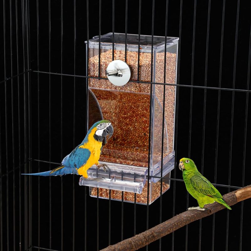 Small Automatic Bird Feeder Transparent 4 Pack (2 Drinkers + 2 Feeders) - Anti-Scattering Bird Waterer for Indoor Outdoor Bird Cage Accessories - Image 5
