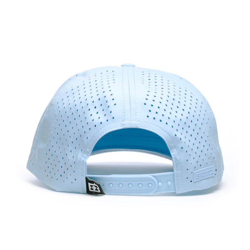 BRIMZ Golf Performance Hat - Breathable Sweat & Water Resistant Golfing Snapback Cap with Tee Holder & Magnetic Brim - Double Sided Ball Marker & Tee Included (Golf More, Work Less - Baby Blue) - Image 5