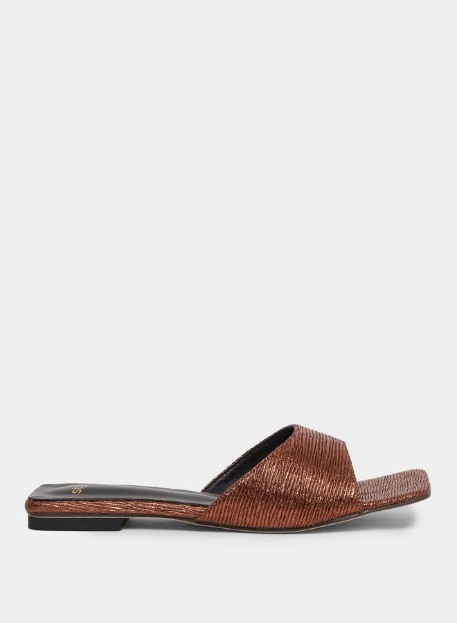 Styli Styli Textured Slip-On Flat Sandals