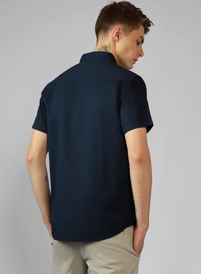 Dennis Lingo Dennis Lingo Solid Regular Fit Collared Shirt with Pockets