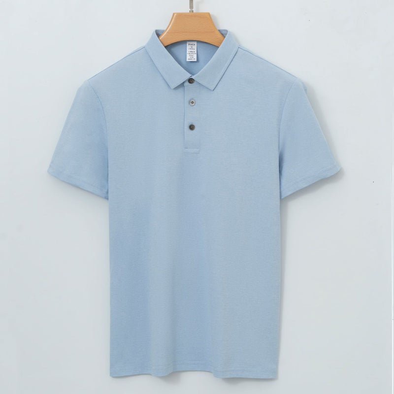 High-end Professional Sports Polo Shirt Moisture Absorption Quick-drying Non-ironing Shirt Collar T-shirt Short-sleeved Antibacterial Cool Polo Shirt for Men Light blue