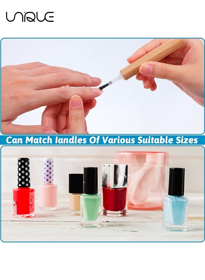 Unique 51 Pcs Replacement Nail Polish Brush Set - Mini Nail Polish Replacement Brush - Disposable Nail Art Polish Brushes Kit with Handle Soft Bristles Dip Powder Liquid Replacement Brushes with Wooden Polefor Nails Art Salon DIY - Image 4