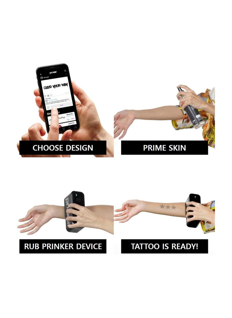 Prinker - Prinker S Temporary Tattoo Device Package for Your Instant Custom Temporary Tattoos with Premium Cosmetic Black Ink - Compatible with iOS and Android Devices. - Image 1