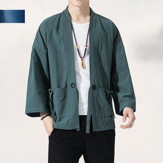 Chinese Style Linen Coat Hanfu Mens Ancient Coat Kimono Loose Cotton and Linen Retro Style Tang Suit Taoist Robe Fashionable Taoist Dress Autumn gray blue - pzsku/ZBFB41C487521931C45A3Z/45/1746222335/cfdad58a-d1b8-4002-860a-0becb585ed87