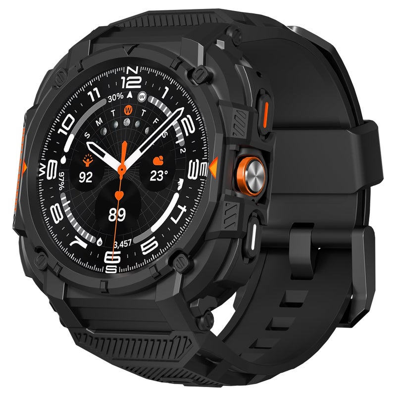 Suoman for Samsung Galaxy Watch 78 Ultra 47mm 20242025 Case with Band No Tempered Glass Rugged AllRound TPE Matte Protective Cover Bumper Black - Image 2