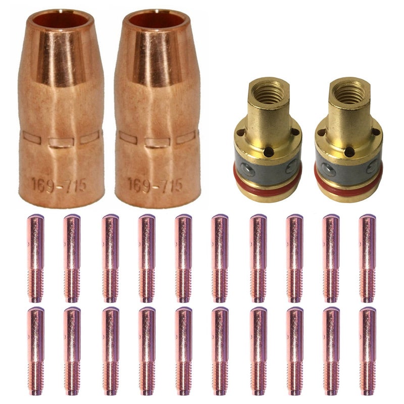 Zinger Mig Welding Gun Accessory .030"" Kit For Miller Millermatic M-10 M-15 And Hobart H-9 H-10:20Pcs Contact Tips 000-067 0.030""+2Pcs Gas Nozzles 169-715 1/2""+2Pcs Gas Diffusers 169-716 - Image 1