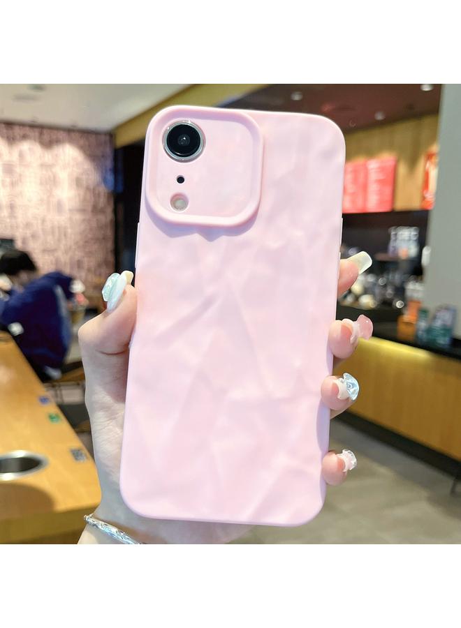 جراب هاتف TPU بنسيج مجعد غير لامع لهاتف iPhone XR (وردي)