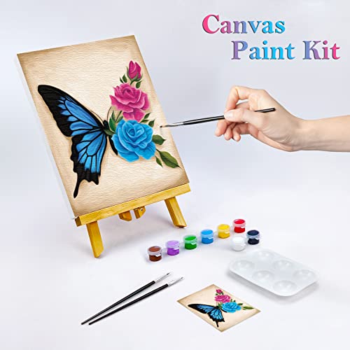 Nuberlic 8x10 Paint and Sip Canvas Painting Kit Pre Drawn Canvas for Painting for Adults Stretched Canvas Birthday Gift Floral Butterfly Painting Kit Sip and Paint Party Favor - Image 2