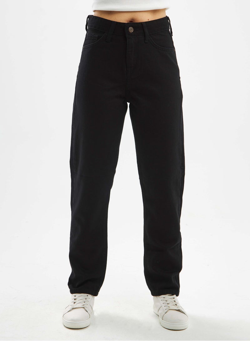 CIZARO High-Waist Black Mom-Fit Jeans. - Image 2