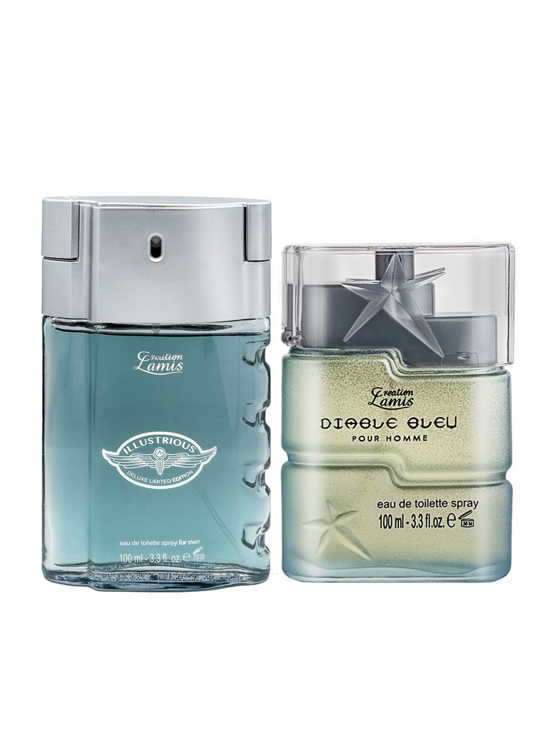 Creation Lamis Diable Bleu Eau de Toilette For Men 100ml and Creation Lamis Deluxe Illustrious Eau de Toilette For Men 100ml (Combo Pack) - Image 1