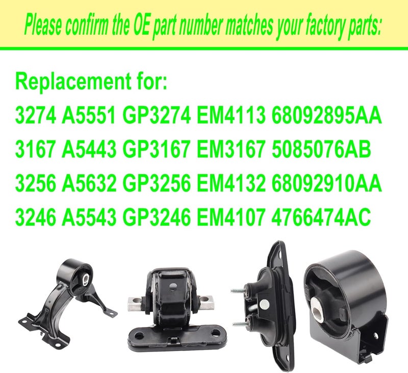 SHICHU Engine Motor Mount Set for Dodge and Chrysler - Image 3