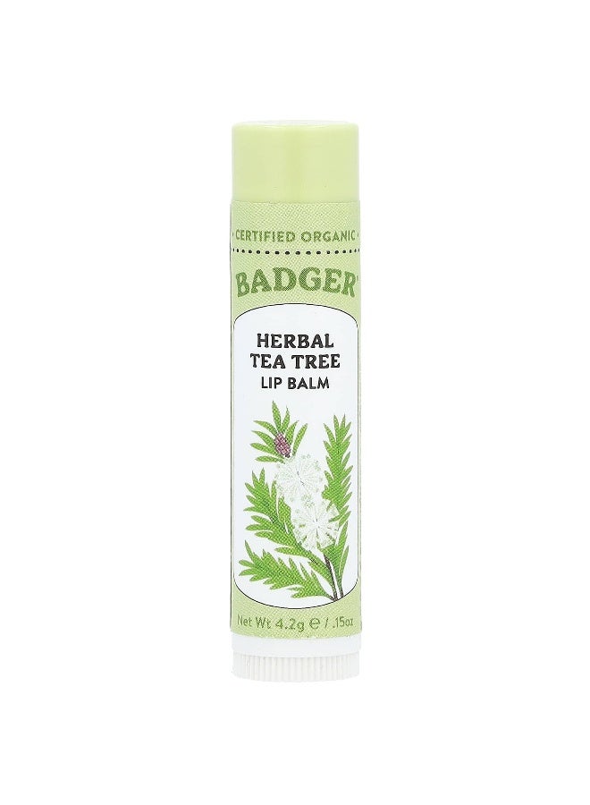 Badger, Herbal Lip Balm, Tea Tree, 0.15 oz (4.2 g) - Image 1
