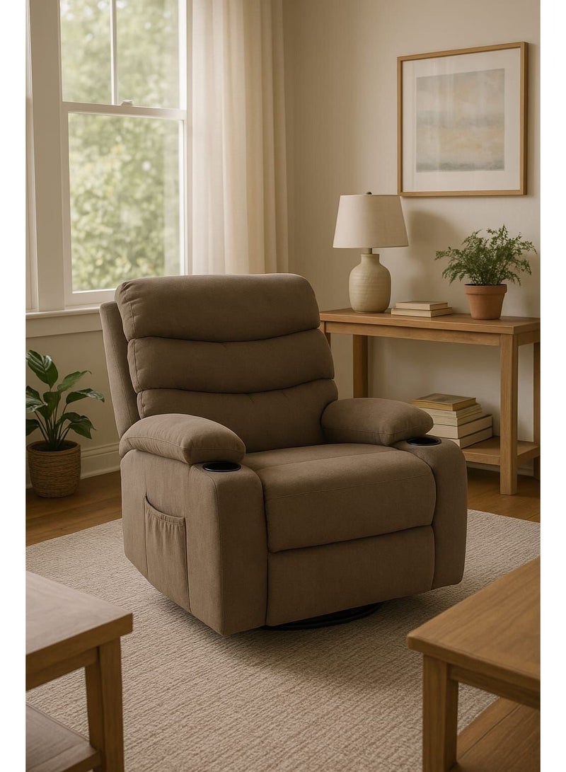 NZONE STORE Fixed recliner chair with footrest in brown - comfortable and luxurious design