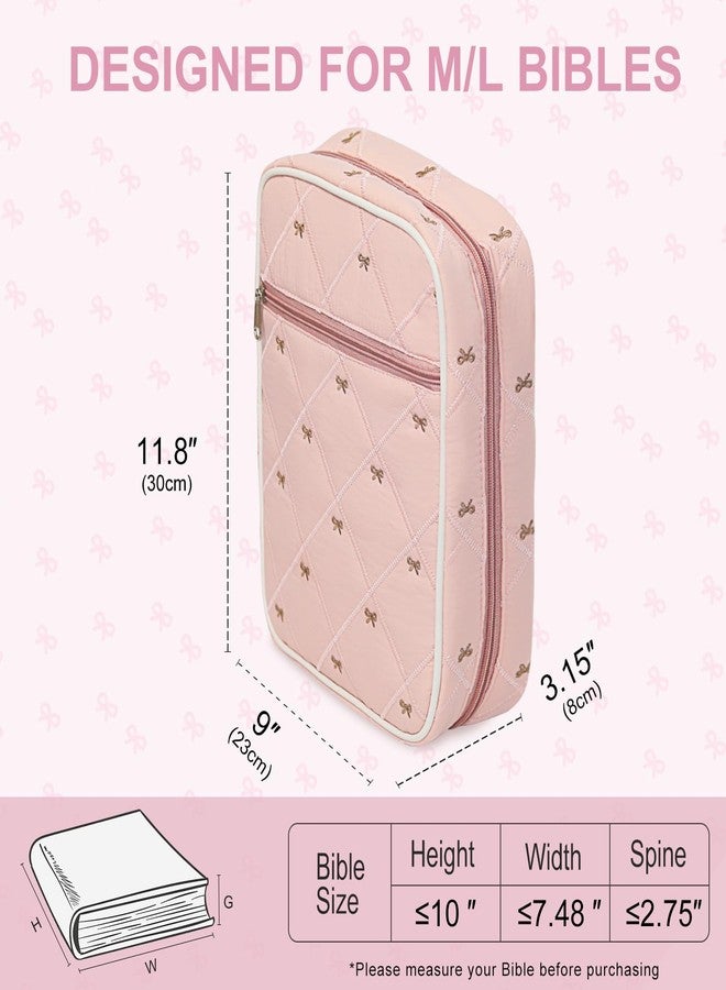 Mozzilog Pink Bible Bags for Women Organizer with Study Supplies Accessories, Quilted Bible Cover Case for Women Carrying Case for Girls Book Case Purse with Bible Stuff - Image 5
