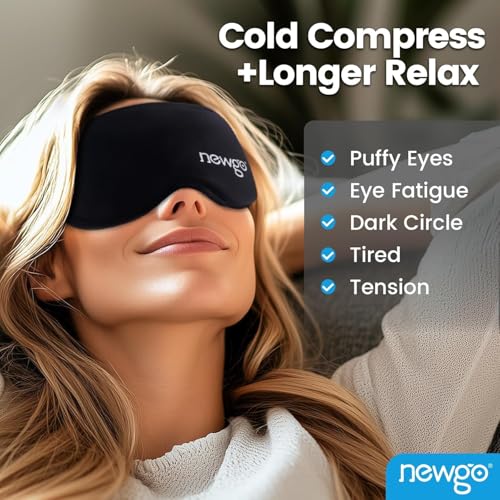 NEWGO Cooling Gel Eye Mask 3D Soft Cold Eye Mask, Eye Ice Pack with Zero Eye Pressure Hot Cold Therapy Blackout Sleep Mask for Puffiness, Dark Circles, Dry Eyes, Headaches and Stress Relief - Image 2