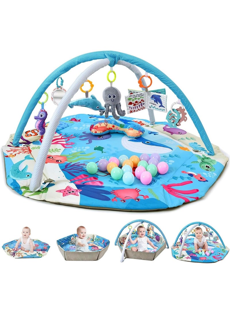 آي ميس يو صالة ألعاب للأطفال وسجادة لعب للرضع، سجادة لعب وصالة ألعاب، صالة ألعاب نشاط للأطفال للاستكشاف الحسي وتنمية المهارات الحركية من الرضيع إلى الطفل الصغير - Image 1