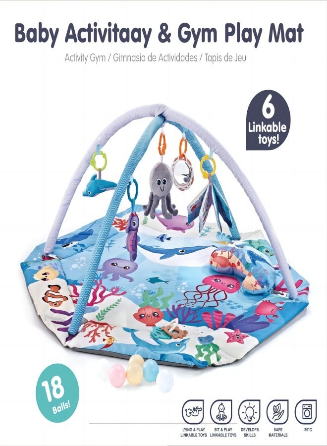 آي ميس يو صالة ألعاب للأطفال وسجادة لعب للرضع، سجادة لعب وصالة ألعاب، صالة ألعاب نشاط للأطفال للاستكشاف الحسي وتنمية المهارات الحركية من الرضيع إلى الطفل الصغير - Image 4