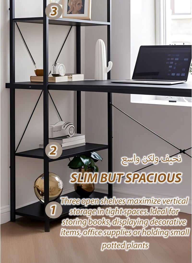 Toshionics Modern Computer Desk - 120x60x121cm Smart Space-Saving Workstation Table with Reversible 3-Tier Storage Bookshelf Shelves, Student Study Writing Laptop Table, PC Corner Table and Gaming Desk - Home Office Furniture - Image 3