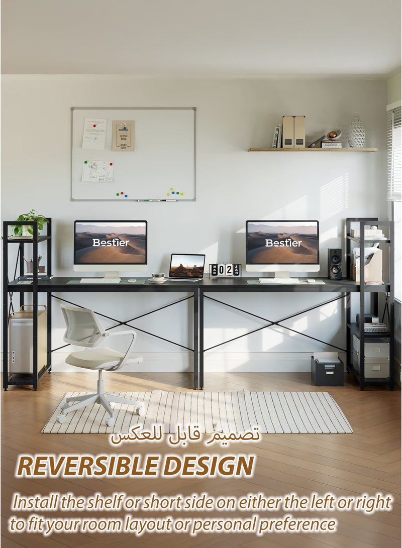 Toshionics Modern Computer Desk - 120x60x121cm Smart Space-Saving Workstation Table with Reversible 3-Tier Storage Bookshelf Shelves, Student Study Writing Laptop Table, PC Corner Table and Gaming Desk - Home Office Furniture - Image 2