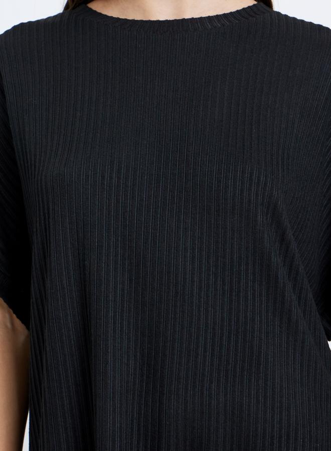 Styli Black Oversized Ribbed T-Shirt and Pants Co-Ords - Image 3