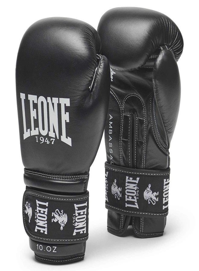 LEONE 1947 Ambassador Unisex Adult Boxing Gloves, Black, 10oz - Image 1