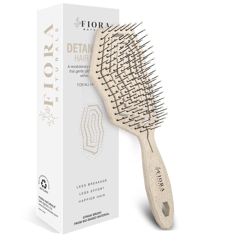 Fiora Naturals Hair Detangling Brush 100 BioFriendly Hair Detangler Brush wUltrasoft Bristles Glide Through Tangles with Ease  For Curly Fine Women Men Kids Toddlers Wet and Dry Hair