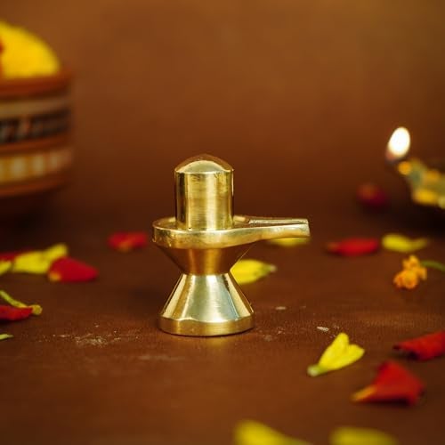 Ekhasa 100% Pure Brass Shivling for Home Puja (Size: 4.5 cm) | Siva Linga for Pooja | Shiva Lingam for Office | Shiv Linga for Gift | Shiva Linga | Ideal Gift for All Occasions - Image 1