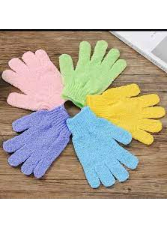 Newest Natural Exfoliating Gloves Body Exfoliator Scrubber Natural Exfoliating Glove Five Fingers Nylon Gloves Deep Clean Body 2PC may vary color - Image 4