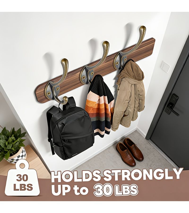 Bohemian 3 Pack Heavy Duty Metal Wall Hooks with Screws Industrial Coat Hooks Bronze - Image 2