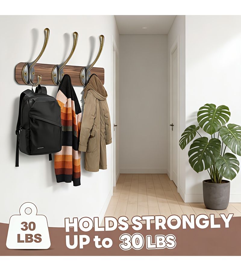 Bohemian 3 Pack Heavy Duty Metal Wall Hooks with Screws Industrial Coat Hooks Bronze - Image 3
