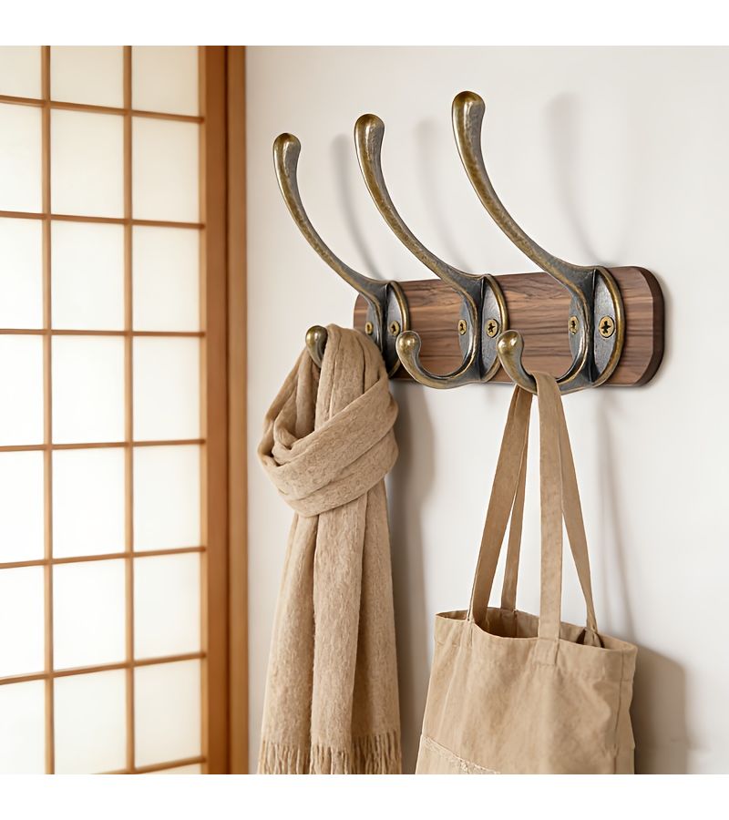 Bohemian 3 Pack Heavy Duty Metal Wall Hooks with Screws Industrial Coat Hooks Bronze - Image 4