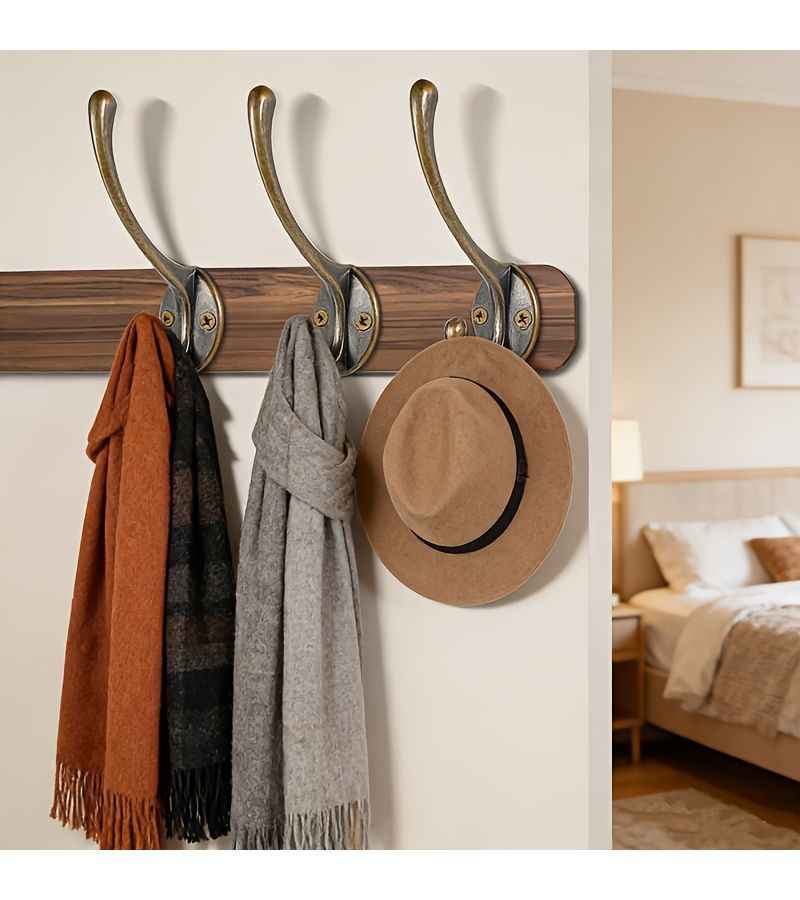 Bohemian 3 Pack Heavy Duty Metal Wall Hooks with Screws Industrial Coat Hooks Bronze - Image 5