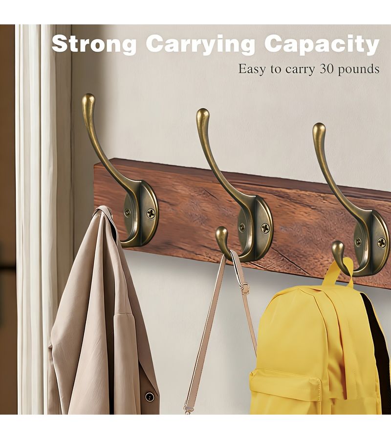 Bohemian 3 Pack Heavy Duty Metal Wall Hooks with Screws Industrial Coat Hooks Bronze - Image 1