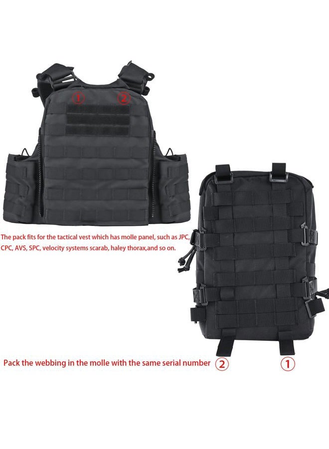 tactifans Tactical Mini Molle Hydration Pack,Molle Hydration Carrier with IFAK Pouch&US Flag&Med Patch,Hydropack for 2L Water Bladder (Black) - Image 4