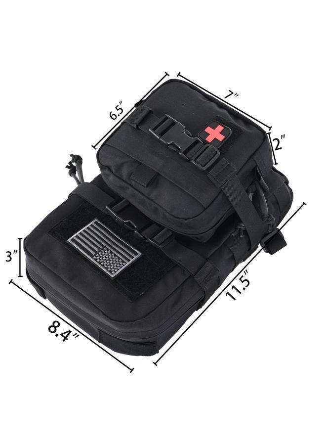 tactifans Tactical Mini Molle Hydration Pack,Molle Hydration Carrier with IFAK Pouch&US Flag&Med Patch,Hydropack for 2L Water Bladder (Black) - Image 2