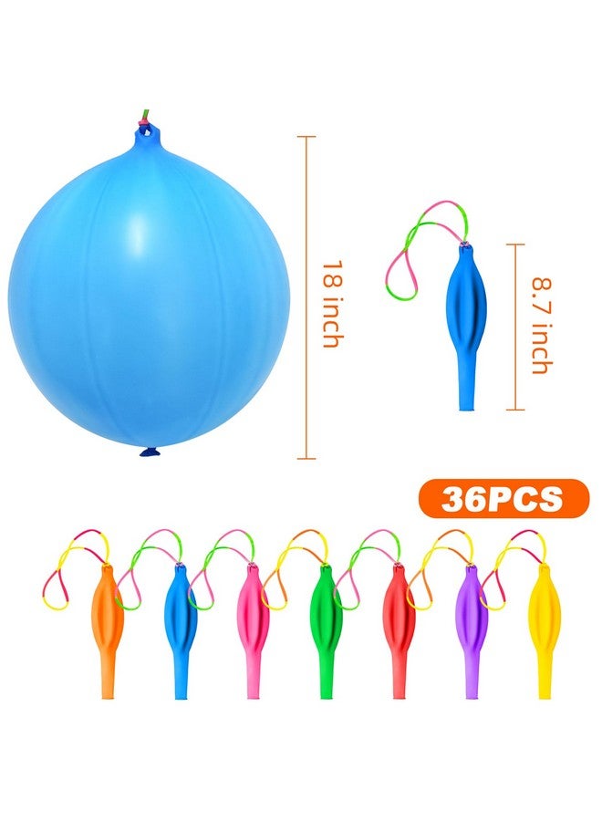 Golf GOLF Punch Balloons,36Pcs Punching Balloon for Kids Heavy Duty Party Favors, Assorted Color Bounce Balloons with Colored Rubber Band Handle for Birthday,Wedding - Image 2